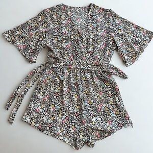 Women’s Multicolor Floral Print Romper with Belt